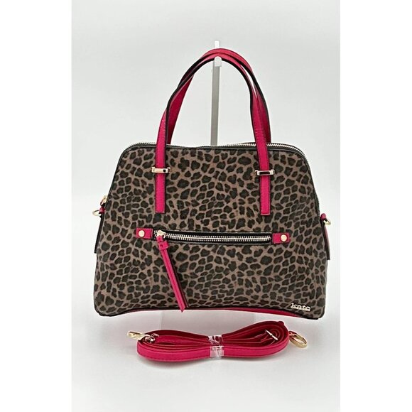 Kate Landry Leopard Print Handbag With Red Accents & Detachable Strap - Picture 1 of 8